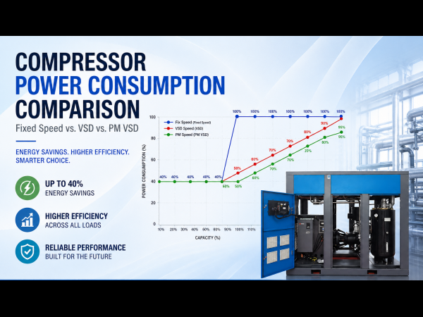 Airstone HB, HVF, PMC series power consumption comparison